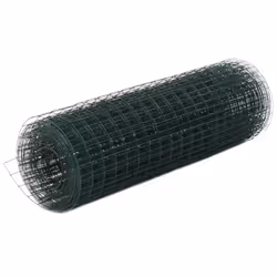 vidaXL Chicken Wire Fence Steel with PVC Coating Wire Mesh Roll Wire Fencing - green, 25 x 0.5 m 16 x 16 mm