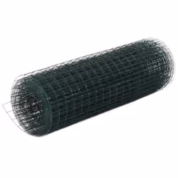 vidaXL Wire Netting Steel with PVC Coating 25x0.5m Square Green Garden Panel
