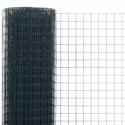 vidaXL Wire Netting Steel with PVC Coating Square Green Garden Panel - 25 x 1.5 m/25 x 25 mm