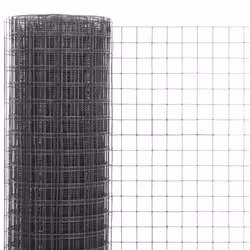 vidaXL Chicken Wire Fence Steel with PVC Coating Wire Mesh Roll Wire Fencing - grey, 10 x 1 m 12 x 12 mm