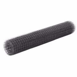 vidaXL Chicken Wire Fence Wire Mesh Roll Steel with PVC Coating 25x1 m Grey
