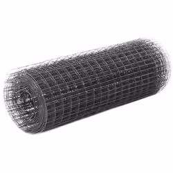 vidaXL Chicken Wire Fence Steel with PVC Coating Wire Mesh Roll Wire Fencing - grey, 25 x 0.5 m 16 x 16 mm
