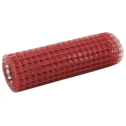 vidaXL Chicken Wire Fence Steel with PVC Coating Wire Mesh Roll Wire Fencing - red, 10 x 0.5 m 16 x 16 mm