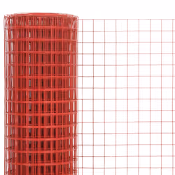 vidaXL Chicken Wire Fence Steel with PVC Coating Wire Mesh Roll Wire Fencing - red, 10 x 1.5 m 19 x 19 mm