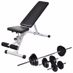 vidaXL Workout Bench with Barbell and Dumbbell Set 30.5kg Fitness Equipment