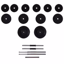 vidaXL Weight Bench with Weight Rack Barbell and Dumbbell Set 30.5kg Fitness - Additional view 7