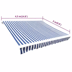 vidaXL Awning Top Sunshade Canvas Blue and White 450x300 cm Awning Canvas