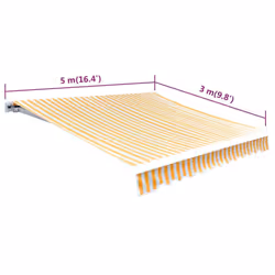 vidaXL Awning Top Sunshade Canvas Orange and White 500x300 cm Awning Canvas
