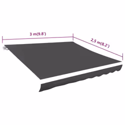 vidaXL Awning Top Sunshade Canvas Anthracite 300x250 cm Replacement Canvas Top