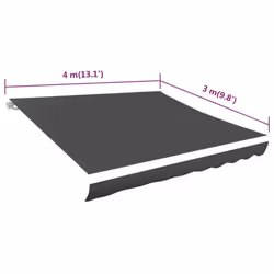 vidaXL Awning Top Sunshade Canvas Anthracite 400x300 cm Replacement Canvas Top