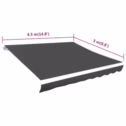 vidaXL Awning Top Sunshade Canvas Anthracite 450x300 cm Replacement Canvas Top - Additional view 4