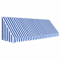 vidaXL Bistro Awning 400x120cm Blue and White Outdoor Canopy Sun Shade Shelter