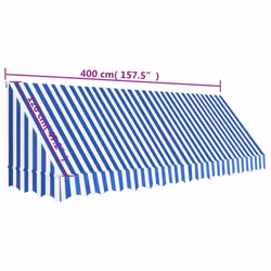 vidaXL Bistro Awning 400x120cm Blue and White Outdoor Canopy Sun Shade Shelter