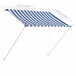 vidaXL Retractable Awning Blue and White Outdoor Sun Protection Screen Canopy - Additional view 3