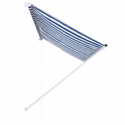 vidaXL Retractable Awning 250x150cm Blue and White Canopy Shade Sun Screen