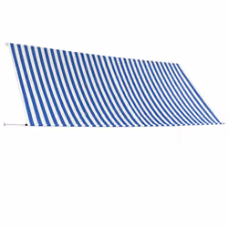 vidaXL Retractable Awning 350x150cm Blue and White Canopy Shade Sun Screen