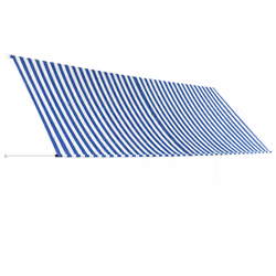 vidaXL Retractable Awning 400x150cm Blue and White Canopy Shade Sun Screen