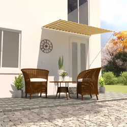 vidaXL Retractable Awning 200x150cm Yellow and White Window Canopy Sun Screen