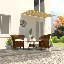 vidaXL Retractable Awning 200x150cm Yellow and White Window Canopy Sun Screen