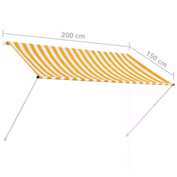 vidaXL Retractable Awning 200x150cm Yellow and White Window Canopy Sun Screen