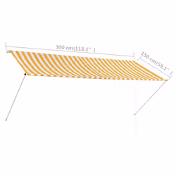 vidaXL Retractable Awning 300x150cm Yellow and White Window Canopy Sun Screen - Additional view 7