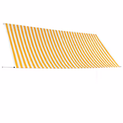 vidaXL Retractable Awning 350x150cm Yellow and White Window Canopy Sun Screen
