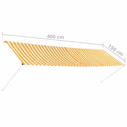 vidaXL Retractable Awning 400x150cm Yellow and White Window Canopy Sun Screen