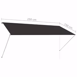 vidaXL Retractable Awning 250x150cm Anthracite Window Door Canopy Sun Screen - Additional view 7