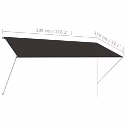vidaXL Retractable Awning 300x150cm Anthracite Window Door Canopy Sun Screen