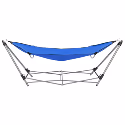 vidaXL Hammock with Foldable Stand Blue Outdoor Portable Camping Travel Bed