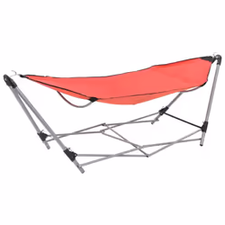 vidaXL Hammock with Foldable Stand Red Outdoor Portable Camping Travel Bed