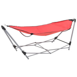 vidaXL Hammock with Foldable Stand Red Outdoor Portable Camping Travel Bed