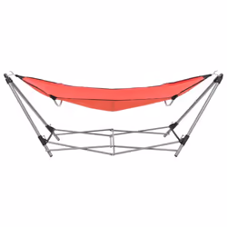 vidaXL Hammock with Foldable Stand Red Outdoor Portable Camping Travel Bed