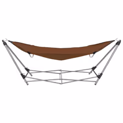 vidaXL Hammock with Foldable Stand Brown Outdoor Portable Camping Travel Bed