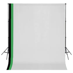 vidaXL Photo Studio Kit with 3 Cotton Backdrops Adjustable Frame 3x3m Stand