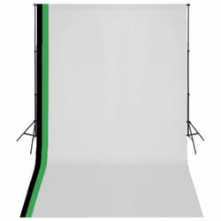 vidaXL Photo Studio Kit with 3 Cotton Backdrops Adjustable Frame 3x5m Stand