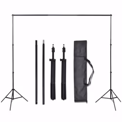 vidaXL Photo Studio Kit with 3 Cotton Backdrops Adjustable Frame 3x5m Stand - Additional view 4