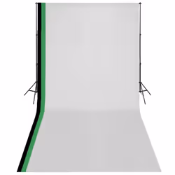 vidaXL Photo Studio Kit with 3 Cotton Backdrops Adjustable Frame 3x6m Stand