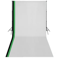 vidaXL Photo Studio Kit with 3 Cotton Backdrops Adjustable Frame 3x6m Stand