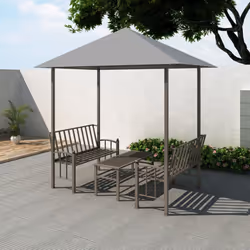 vidaXL Garden Pavilion with Table and Benches Anthracite Patio Gazebo Marquee