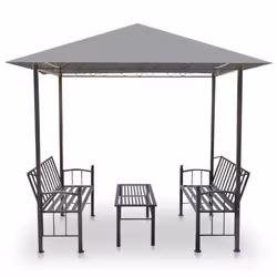 vidaXL Garden Pavilion with Table and Benches Anthracite Patio Gazebo Marquee