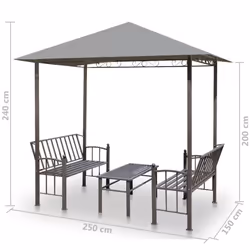 vidaXL Garden Pavilion with Table and Benches Anthracite Patio Gazebo Marquee - Additional view 4