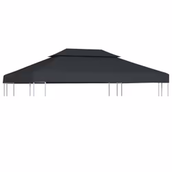 vidaXL 2-Tier Gazebo Top Cover 310g/m² 4x3m Anthracite Roof Replacement Tent
