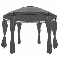 vidaXL Gazebo with Curtains Round 3.5x2.7m Anthracite Garden Canopy Marquee