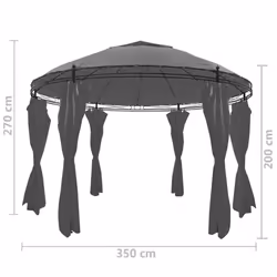 vidaXL Gazebo with Curtains Round 3.5x2.7m Anthracite Garden Canopy Marquee