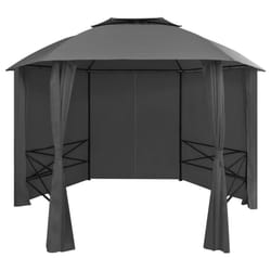 vidaXL Garden Marquee Pavilion Tent with Curtains Hexagonal Gazebo Shelter