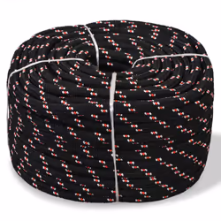 vidaXL Marine Rope Polypropylene 12mm 250m Black Boat Yacht Dock Line Cord