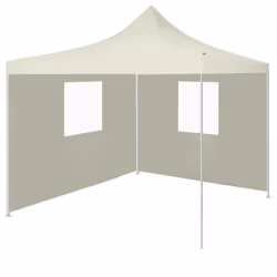 vidaXL Foldable Tent with 2 Walls 3x3m Cream Outdoor Gazebo Canopy Marquee