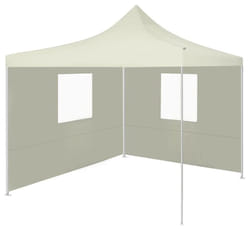 vidaXL Foldable Tent with 2 Walls 3x3m Cream Outdoor Gazebo Canopy Marquee