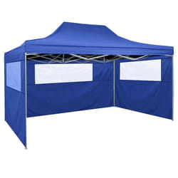 Garden Furniture Set Foldable Tent with 3 Walls 3x4.5 m Blue